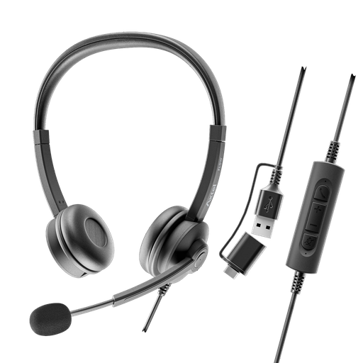 [AX-041] Axtel Flow UC Stereo USB-A Headset + USB-A/C Adapter 